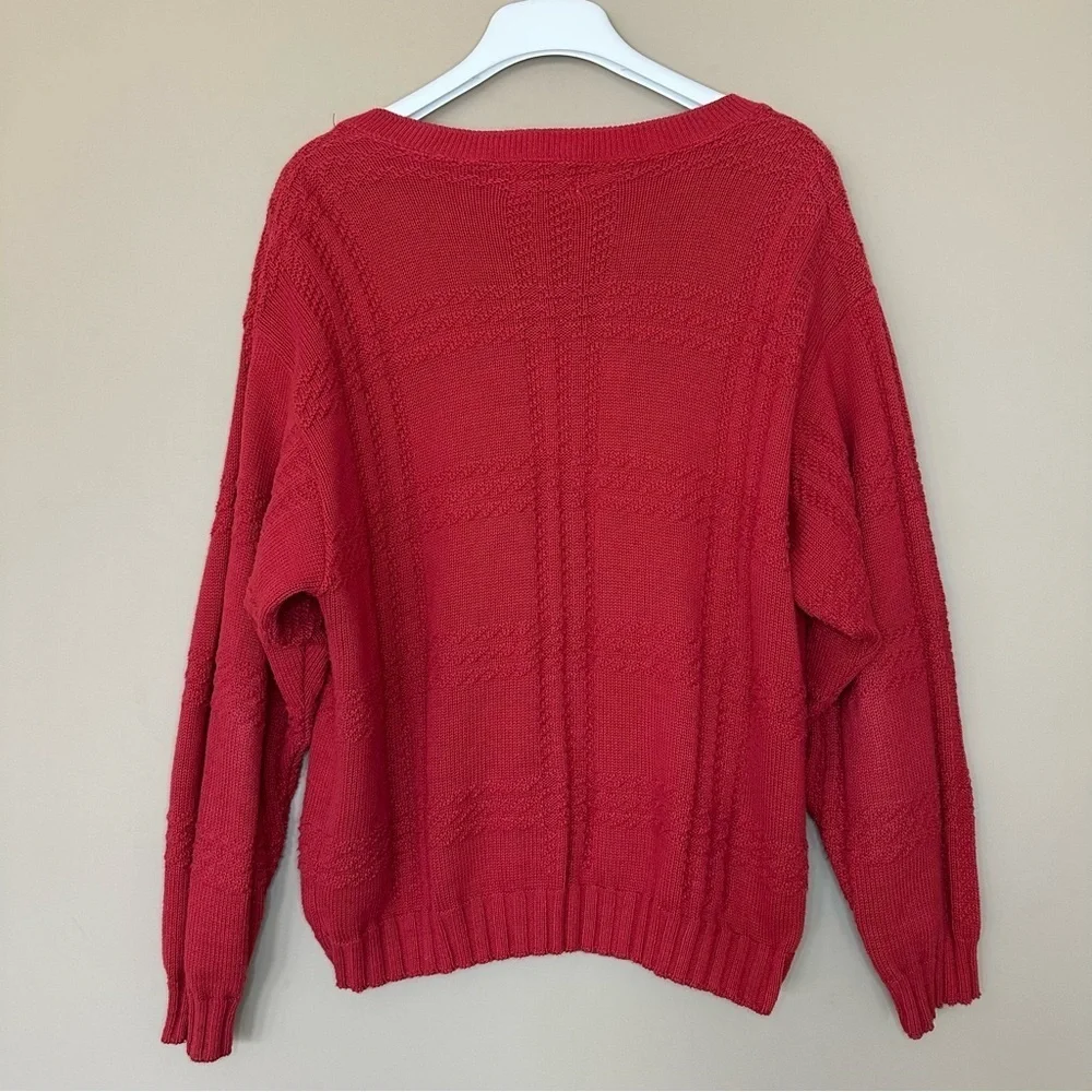 Vintage Y2K Jantzen Men's Large Gandpa Cable Knit Cardigan Sweater USA Academia